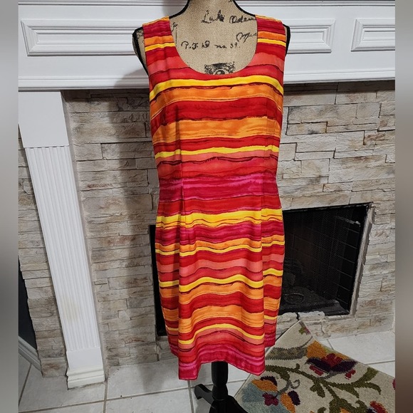 Jessica‎ Howard vintage y2k striped sunrise midi sheath dress plus size 16 - Picture 1 of 6